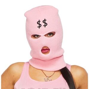 Pink Balaclava with Dollar Sign Design
